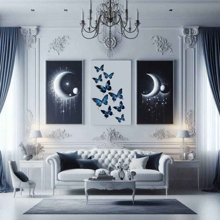 midnight blue stars and moon butterfly stickers decals