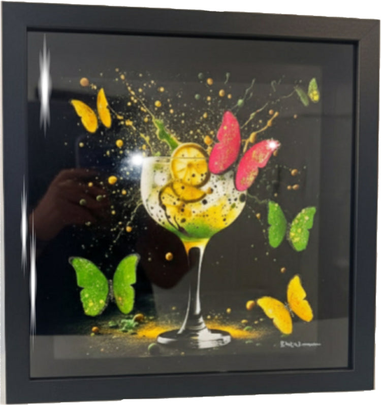 gin and Tonic with butterflies 3d handmade picture