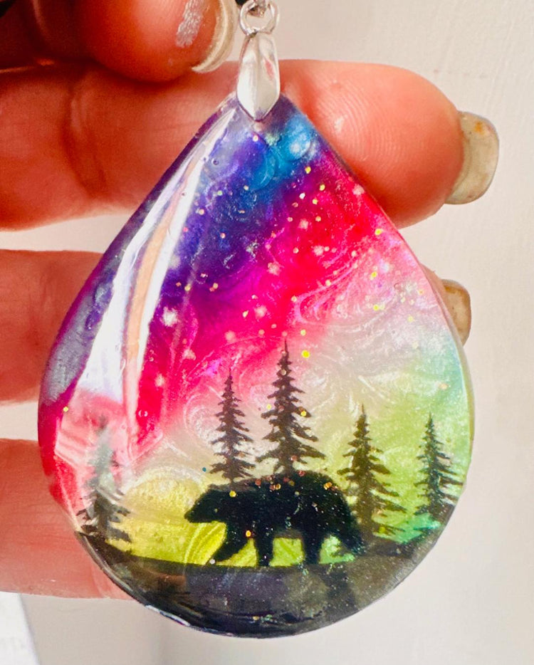 northern lights shiny pendant by flutterframes