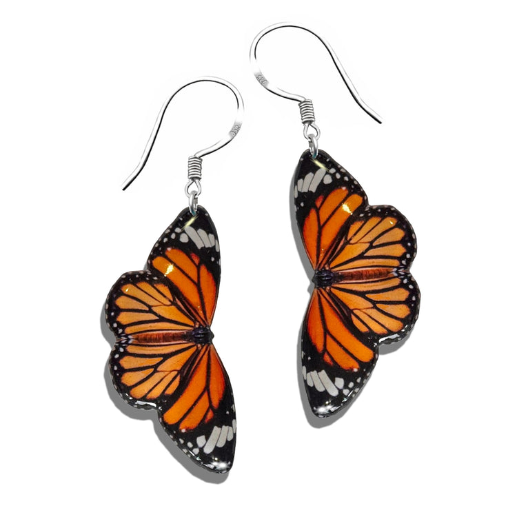 orange Monarch butterfly earrings