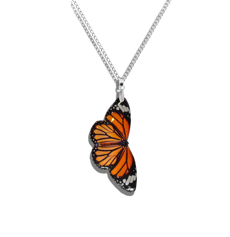 orange Monarch butterfly handmade pendant