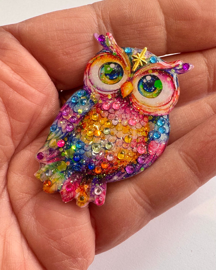 Colorful beaded owl ornament