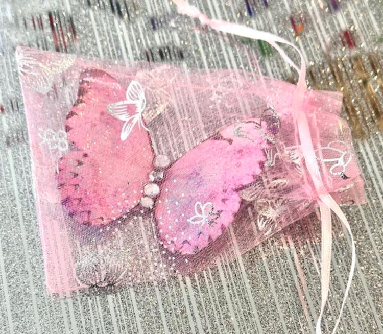 resin outdoor pink glitter pastel butterfly