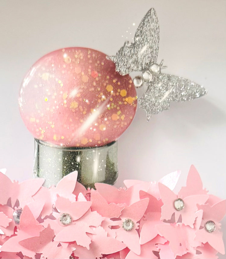 handmade pink perfume bottle picture with butterflies