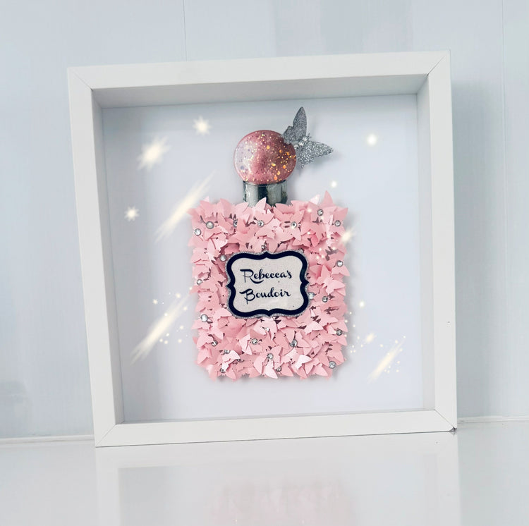 personalised perfume bottle 3d butterfly framed picture