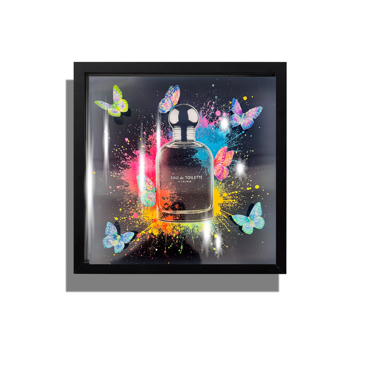 Perfume bottle picture with 3d butterflies modern colourful glitzy 3d picture