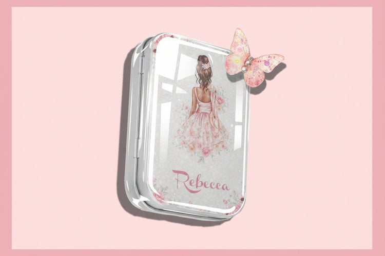 Beautiful personalised with name ballet dancer tin for hair accessories