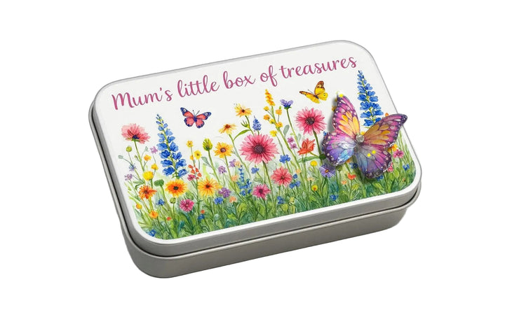 Personalised Mum small tin with butterfly magnet