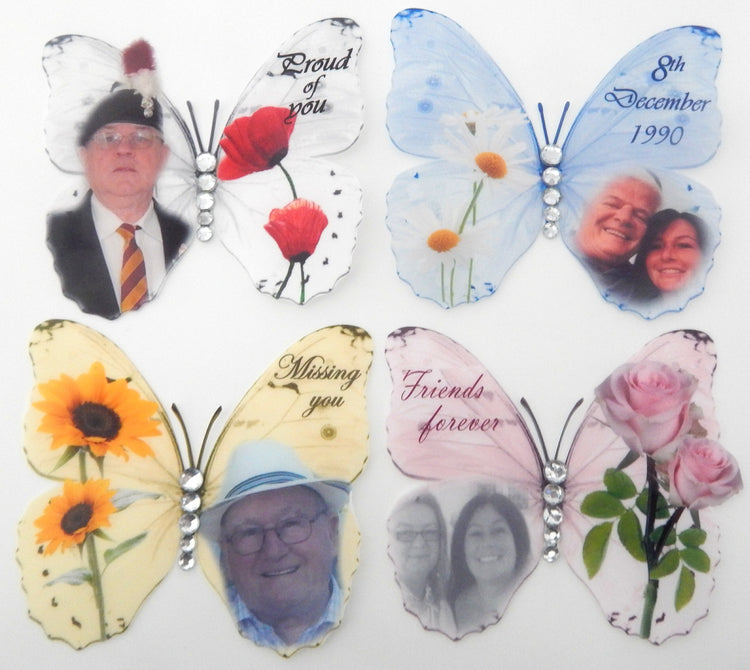 Photo personalized wit photo butterflies for anniversary, wedding, friend, funeral
