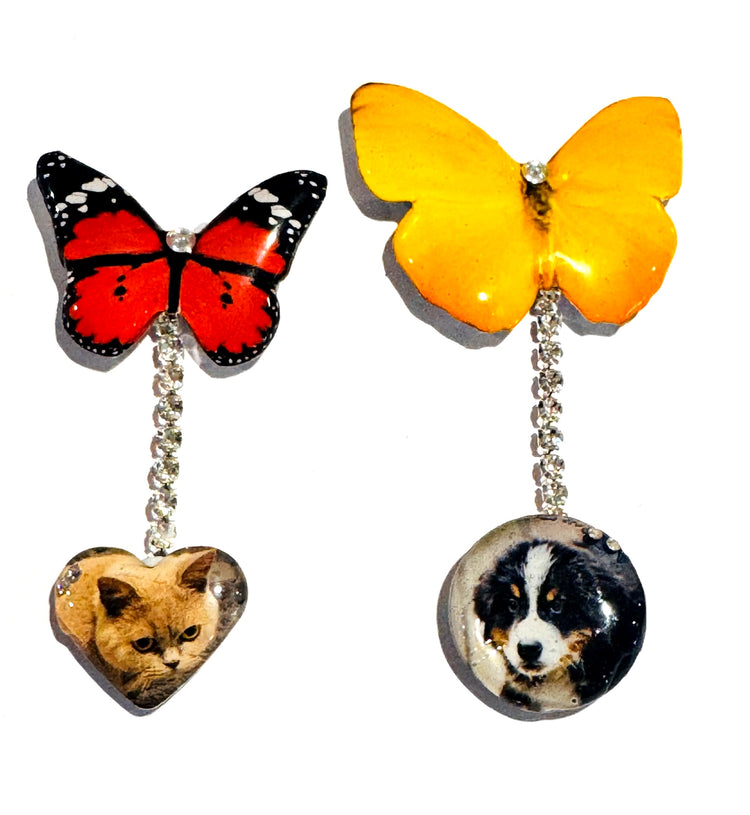 photo pin-brooch-dangle-lapel.Handmade from tin cans