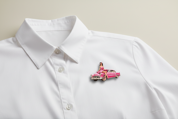 Pink Cadillac brooch