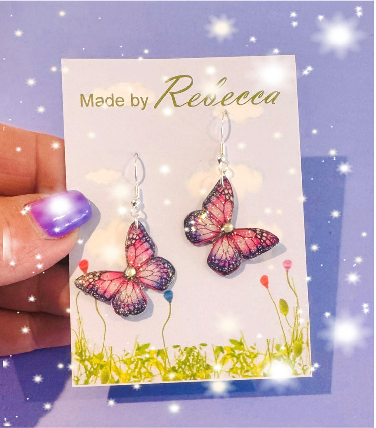 handmade butterfly dangle earrings from soda cans