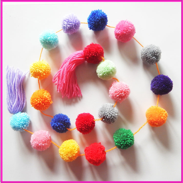 multicolored pom pom handmade garland