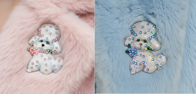 Poodle dog brooch handmade with diamantes