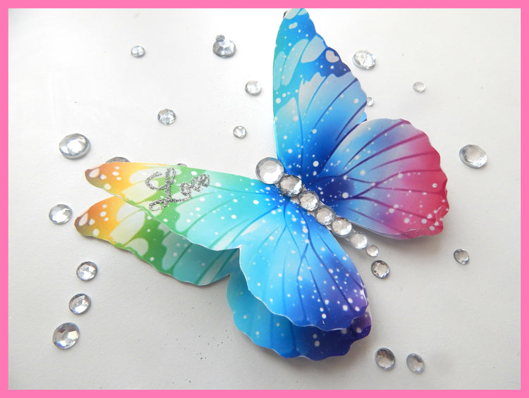 pastel pretty with glitter crystals personalised butterfly with name