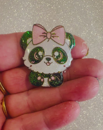 Cute panda enamel glittery pin