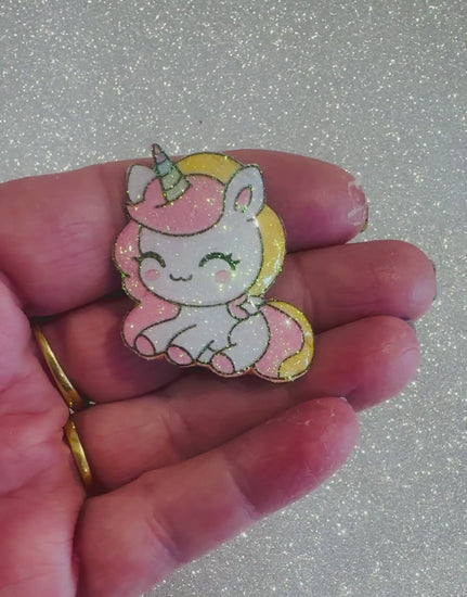 Cute unicorn enamel pin, hand crafted from tin cans craft