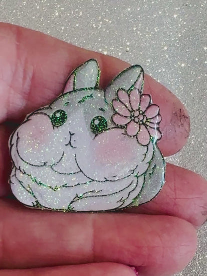 Cute bunny rabbit enamel Pin or magnet made from aluminium cans