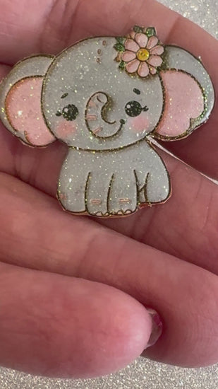 Cute grey elephant enamel Pin or magnet. Handmade from tin cans, amazingly unique. Grey and pink elephant pin, magnet