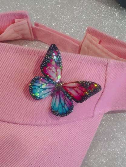 handmade butterfly enamel pin made from soda cans