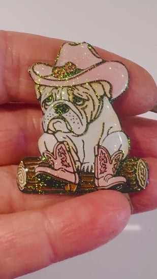 Grumpy dog enamel pin or magnet. XL Bully. Line dancng