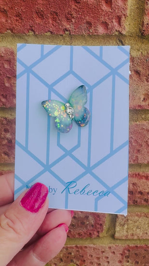 Blue butterfly enamel pin. Butterfly Cap lapel-badge. Butterfly lover gift. Recycled tin cans. Cap embellishment