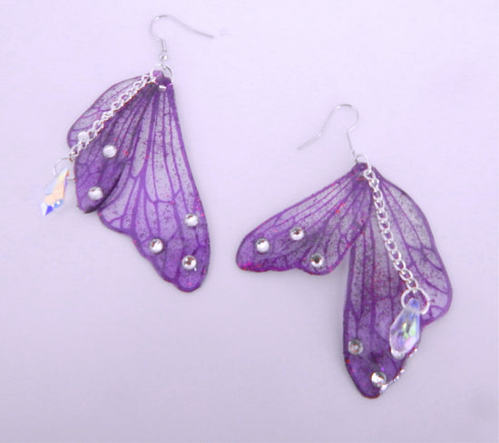 lilac mystical fairy wings earrings