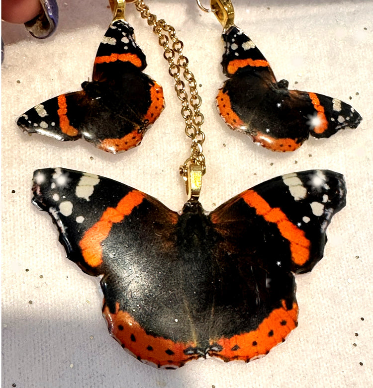 Red Admiral resin jewellery handmade
