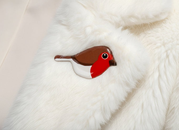 Handmade Robin enamel pins. Christmas Robins choice of 2 designs