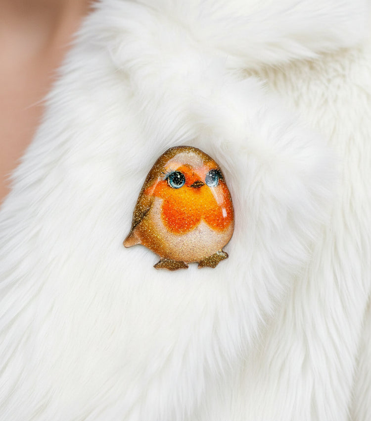 Handmade Robin enamel pins. Christmas Robins choice of 2 designs