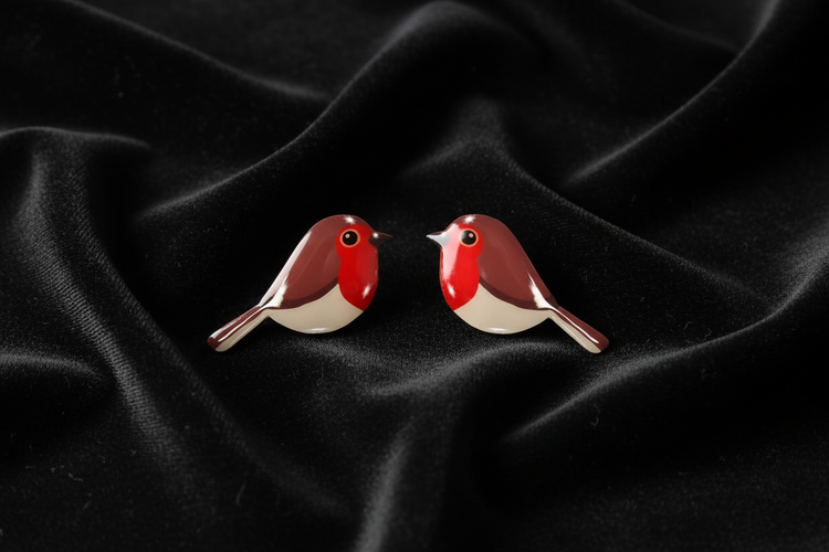 robin bird-shaped stud earrings