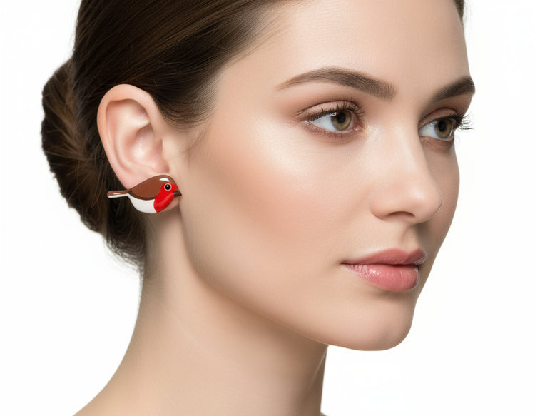 Robins stud earrings handmade