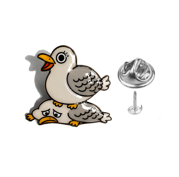 Pigeon Stack Enamel Pin - Funny Cute Colourful Purple Bird Accessory Gift Pins pigeon enamel pin, 'I said I'm FINE.'