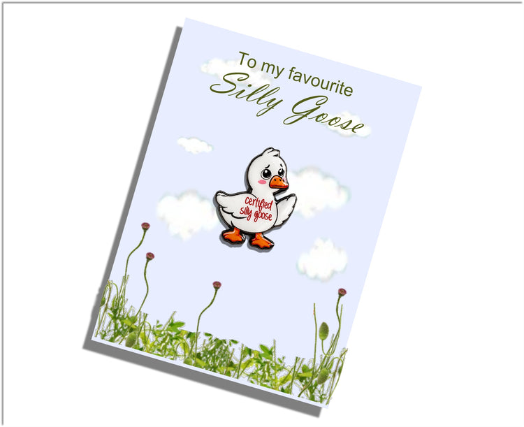 Silly Goose Enamel Pin – Personalised Goose Pin – Certified Silly Goose Badge – Eco-Friendly Pin Made from Recycled Tin Cans