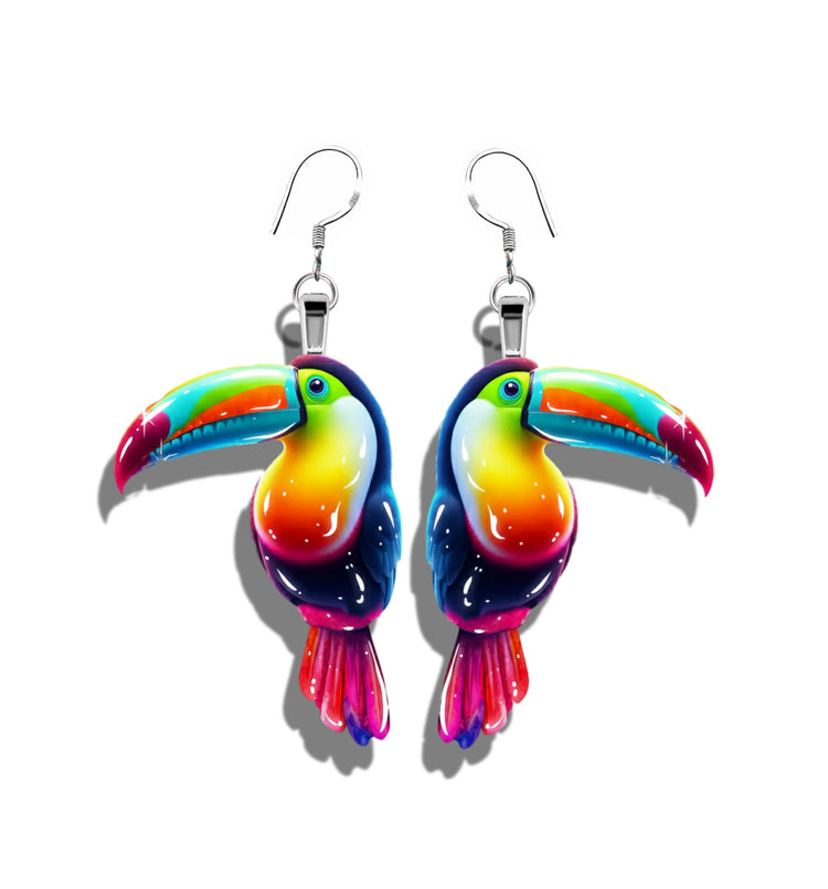 COLOURFUL Toucan earrings. Handmade