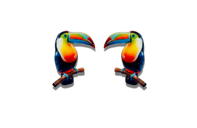 Toucan bird handmade post earrings Tropical