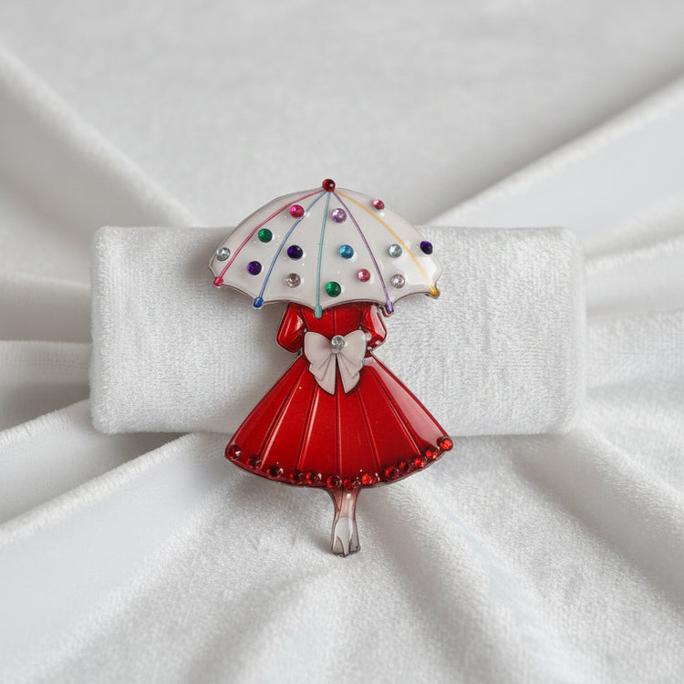 vintage style red and white brooch
