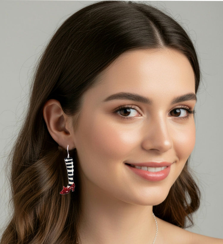 Wizard of Oz handmade earrings, ruby slippers