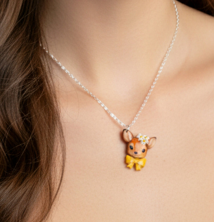 Yellow deer pendant handcrafted