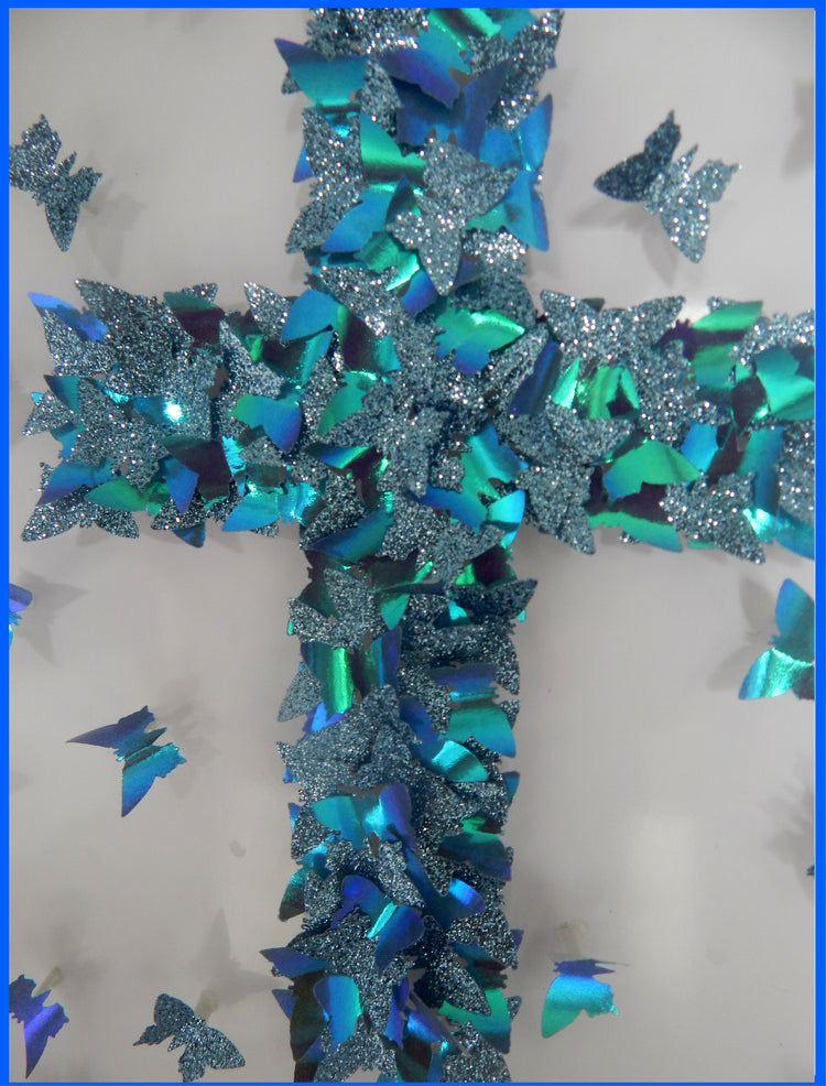 The Cross Christian picture,Christening Cross,Crucifix 3d butterfly picture,Jesus Art, Born Again Art, Baptism Wall Art,Crucifix