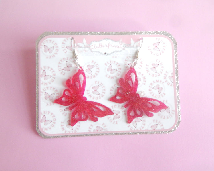 Quirky earrings. Butterfly earrings. Resin butterfly earrings, looks like a real butterfly. Dangle butterfly earrings. Butterfly jewellery.