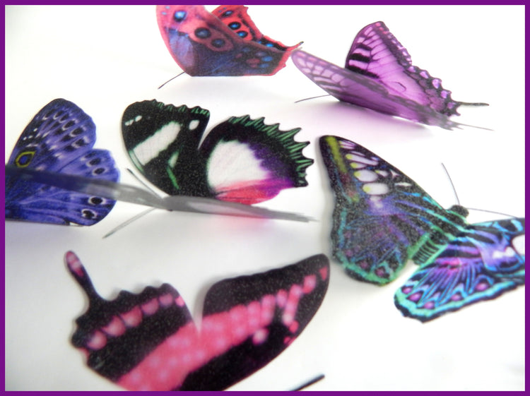 Purple Fantasy butterflies, 3d Fantasy wall art stickers. Handcrafted and designed by Flutterframes, butterfly decor ,conservatory
