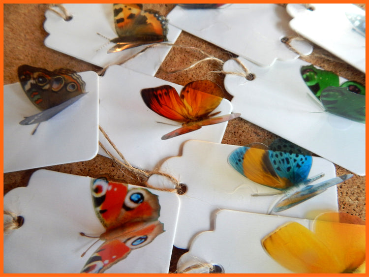 Butterfly gift tags natural rustic