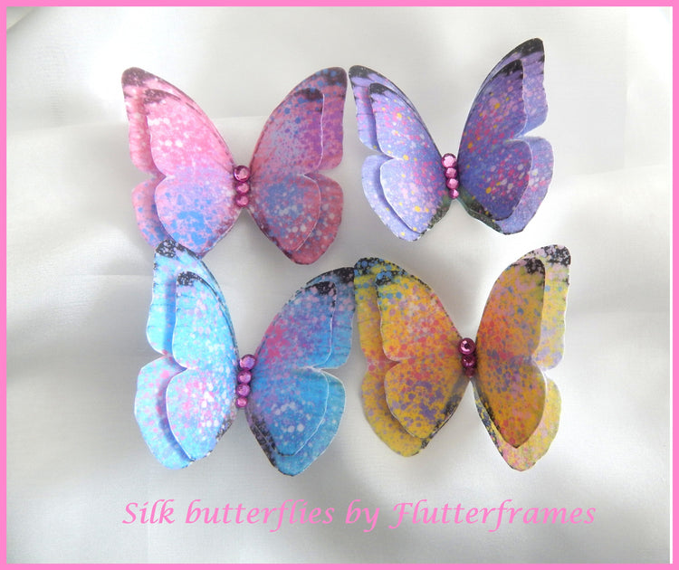 pastel silk butterfly hair clips