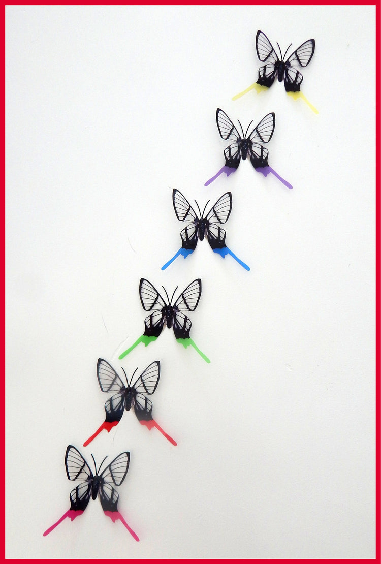 Multi-coloured Swallowtail butterflies, 3d butterflies, wall decor, bespoke butterfly wall stickers ,natural critters, conservatory,lounge