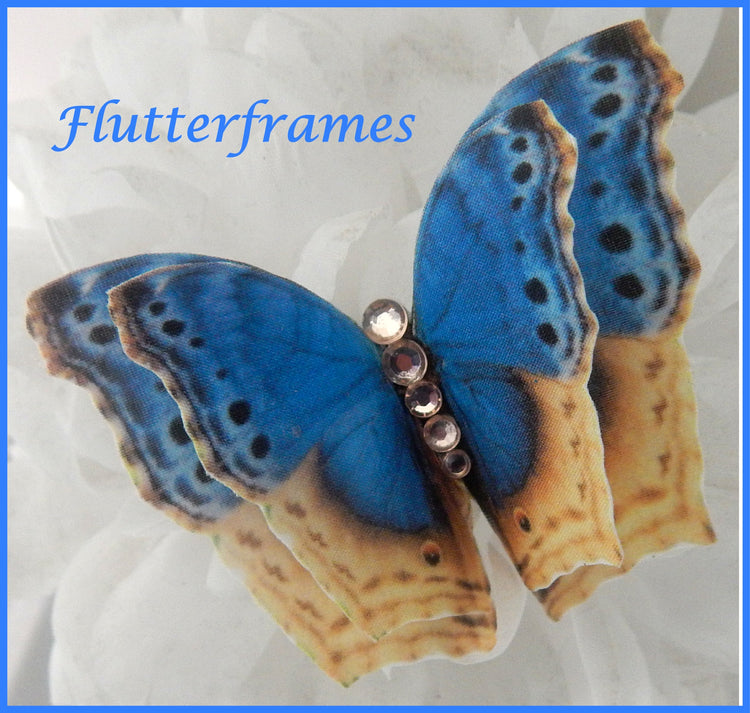 Blue and beige Butterflies,hair accessory, and made butterfly hair clip, butterflies