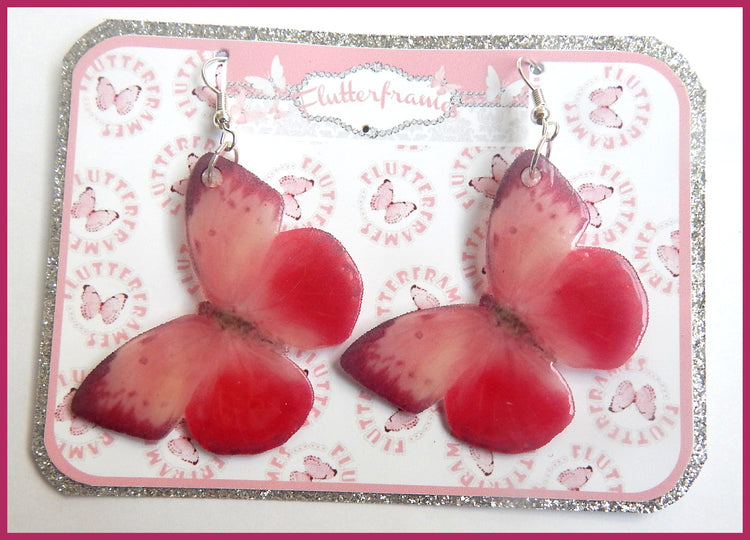 pretty pink resin butterfly earrings