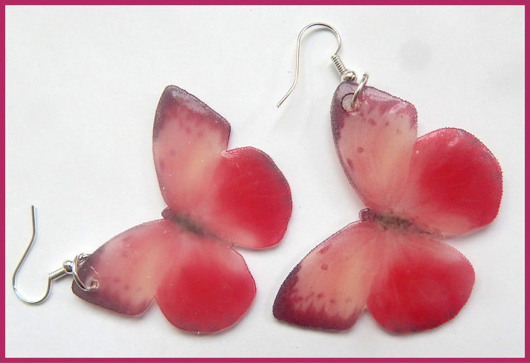 Quirky earrings. Butterfly earrings. Resin butterfly earrings, looks like a real butterfly. Dangle butterfly earrings. Butterfly jewellery.