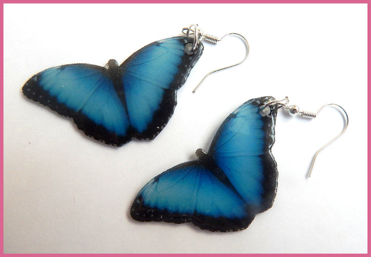 Quirky earrings. Butterfly earrings. Resin butterfly earrings, looks like a real butterfly. Dangle butterfly earrings. Butterfly jewellery.