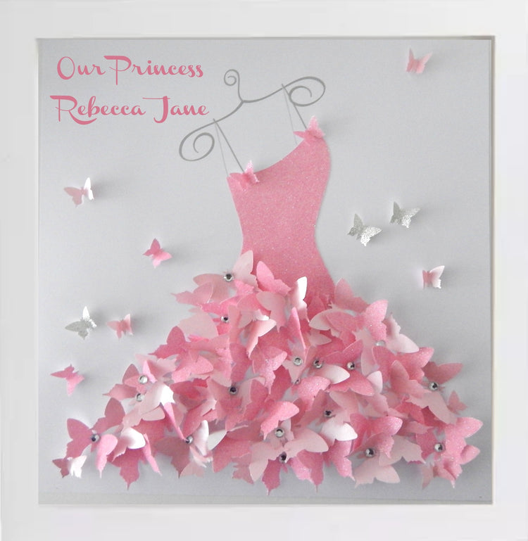 Girl's room Cinderella dress butterfly pictures